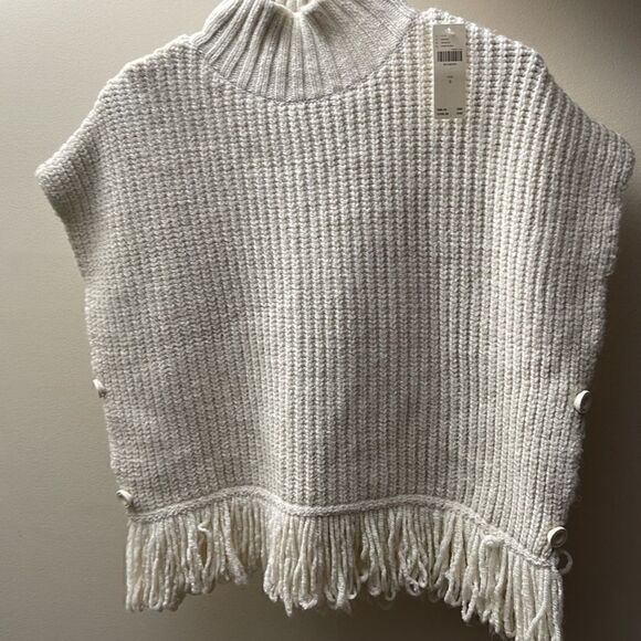Anthropologie Fringed Mock Neck Sweater Vest Small - Picture 9 of 11